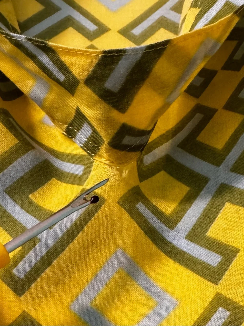 Tory Burch Yellow and Green Geometric Print Top